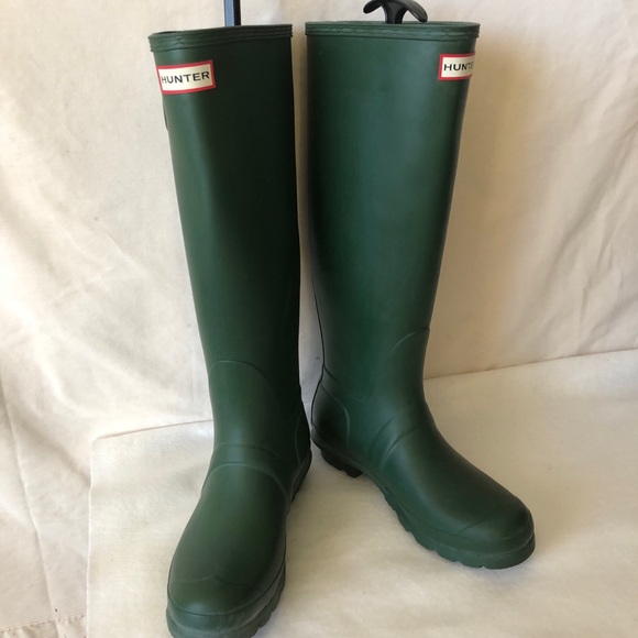 US 8 HUNTER Tall Matte Rain Boots Wellies Green - Picture 5 of 7
